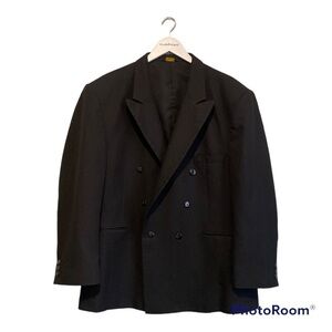 John Henry double breasted black suit jacket/ sports coat | 46 R
